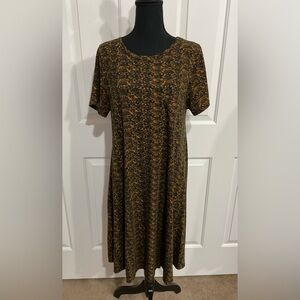 LuLaRoe M Brown and Black Midi Carly Dress